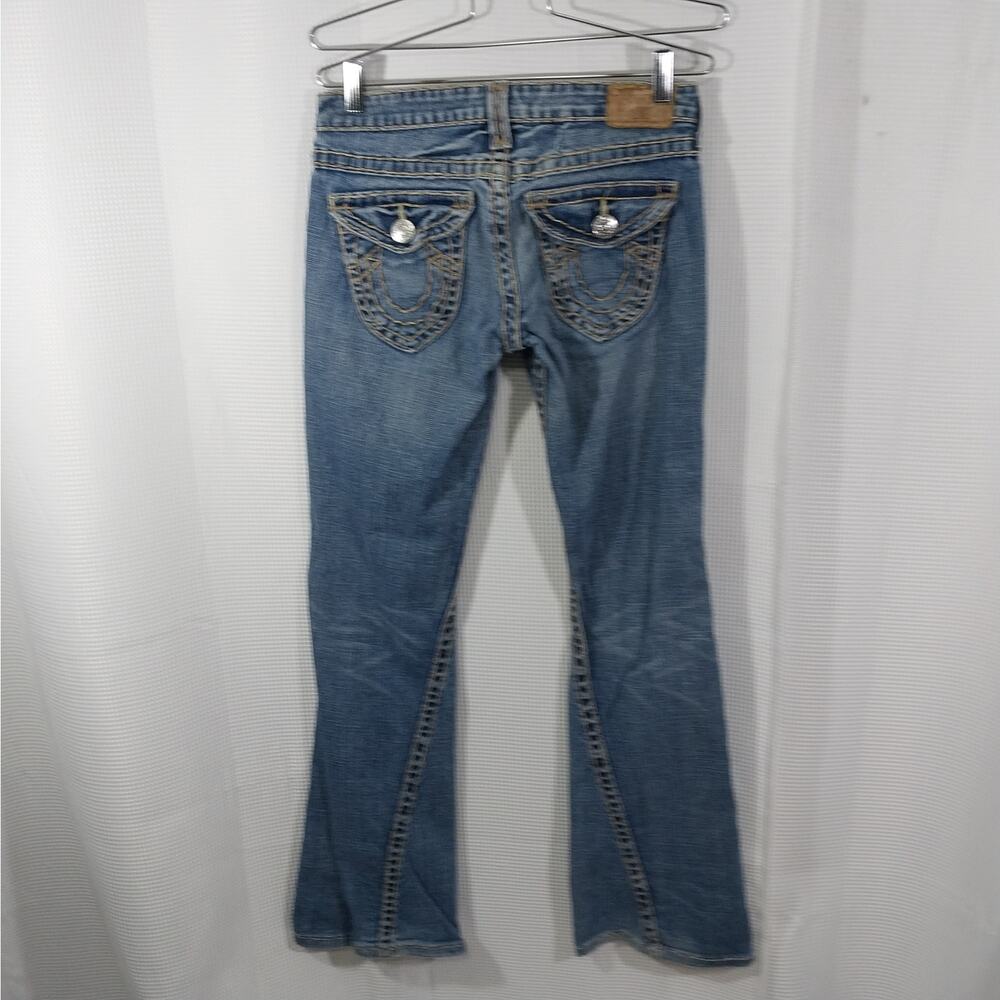 TRUE RELIGION! AWESOME BLUE FADE DENIM, CONTRAST STITCH FLAP POCKET JEANS!SZ 4/6 - Picture 6 of 16